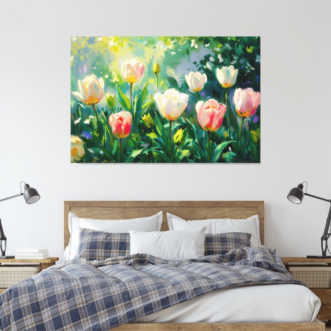 *~* TV2 Spring TULIPS Stretched Canvas Print Leinwanddruck (Insitu (Schlafzimmer))