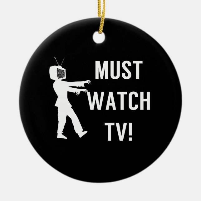 TV Addict Funny Zombie Keramik Ornament (Vorne)