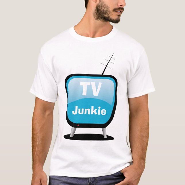 TV Junkie - Cartoon Style TV T - Shirt (Vorderseite)