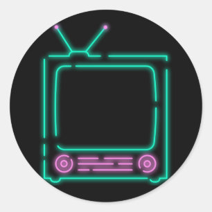 TV Neon Runder Aufkleber