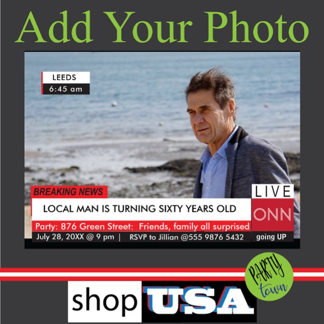 TV News Mens Funny Birthday Magneteinladung (BREAKING NEWS FUNNY)