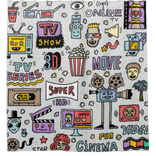 TV Shows, Serien und Filme Funny Doodle Vintag s Duschvorhang