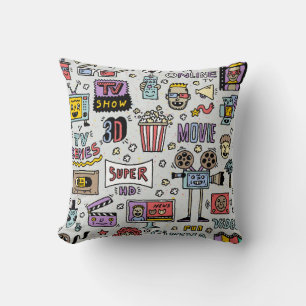 TV-Shows, Serien und Filme Lustige Doodle-Retrovin Kissen