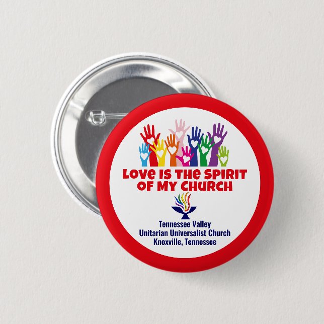 TVUC Herz/Hände LIEBE ist der Geist Button (Vorne & Hinten)