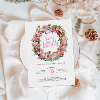 ’Twas a Christmas Birthday | Holiday Wreath Einladung