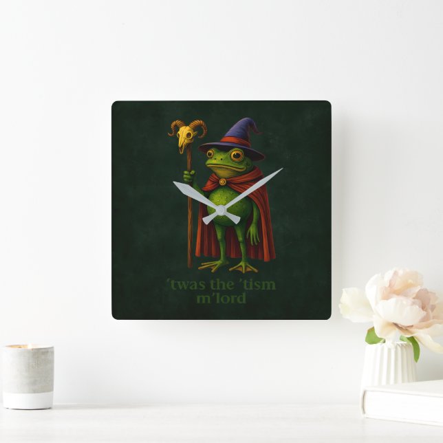 T'was The 'Tism M'Lord Frog Meme Autism Awareness Quadratische Wanduhr (Zuhause)