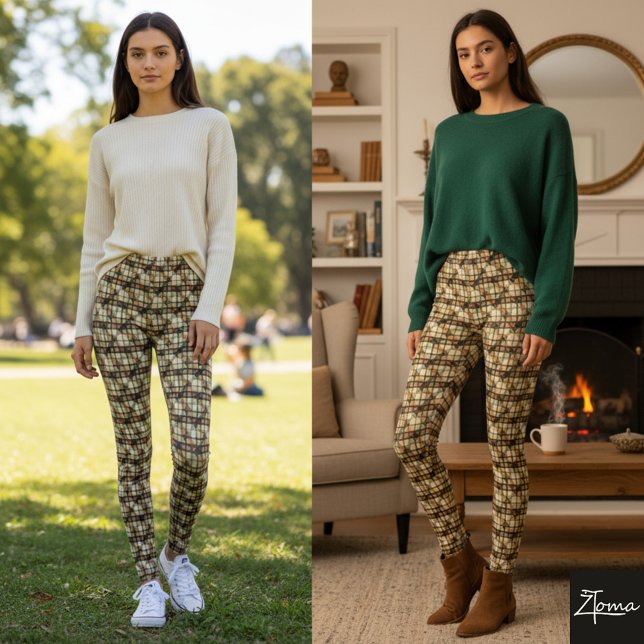 Tweed Diagonal Plaid Earth Tones Fine Leggings (Von Creator hochgeladen)