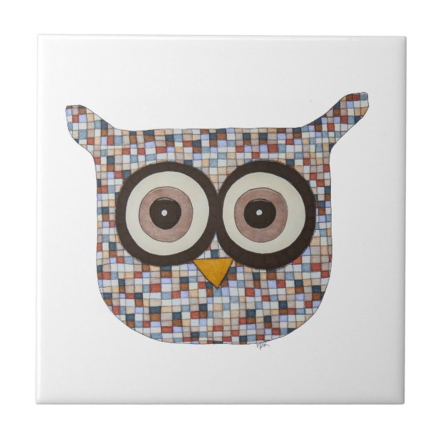 Tweed Owl Keramik Tile Fliese (Vorderseite)