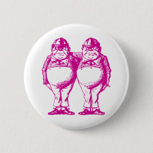 Tweedle Dee und Tweedle Dum mit Tinte geschwärztes Button