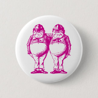 Tweedle Dee und Tweedle Dum mit Tinte geschwärztes Button
