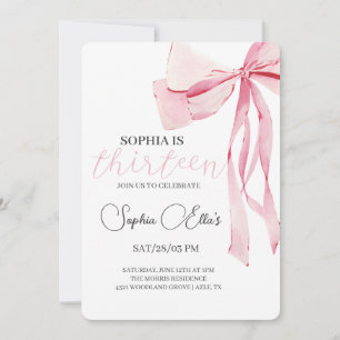 Tween Pink Bow 13. Geburtstag   Coquette 13. Gebur Einladung