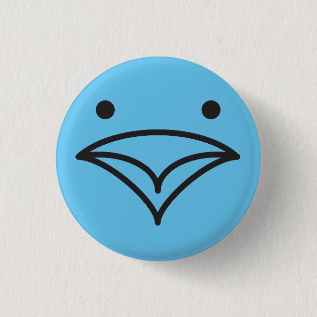 Tweet Funny Little Blue Bird of Happiness Face Button (Vorderseite)