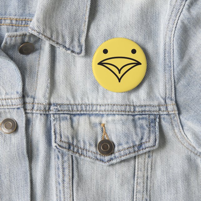 Tweet Tweet Funny Little Yellow Bird Face Button (Beispiel)