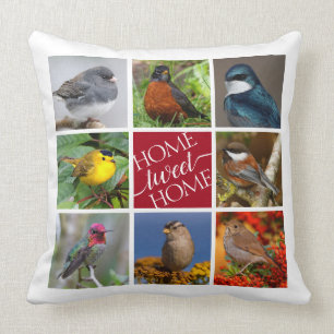 Tweet Zuhause 8 American Songbirds 8 Foto Collage Kissen
