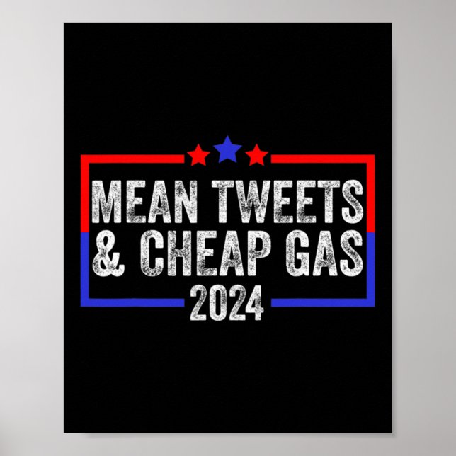 Tweete und billig Gas Funny 2024 Pro Trump Poster (Vorne)
