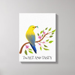 tweetend und leckere Wasserfarben-Bird & Bug auf Z Leinwanddruck