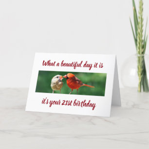 TWEETEND VÖGEL **21. GEBURTSTAG WÜNSCHE** KARTE