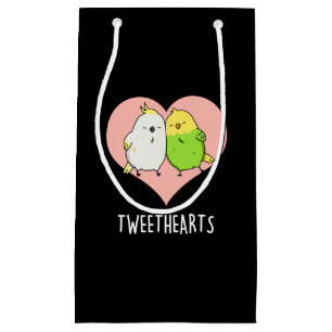 Tweethearts Funny Love Birds Pun Dark BG Kleine Geschenktüte