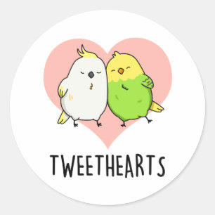 Tweethearts Funny Love Birds Pun Runder Aufkleber