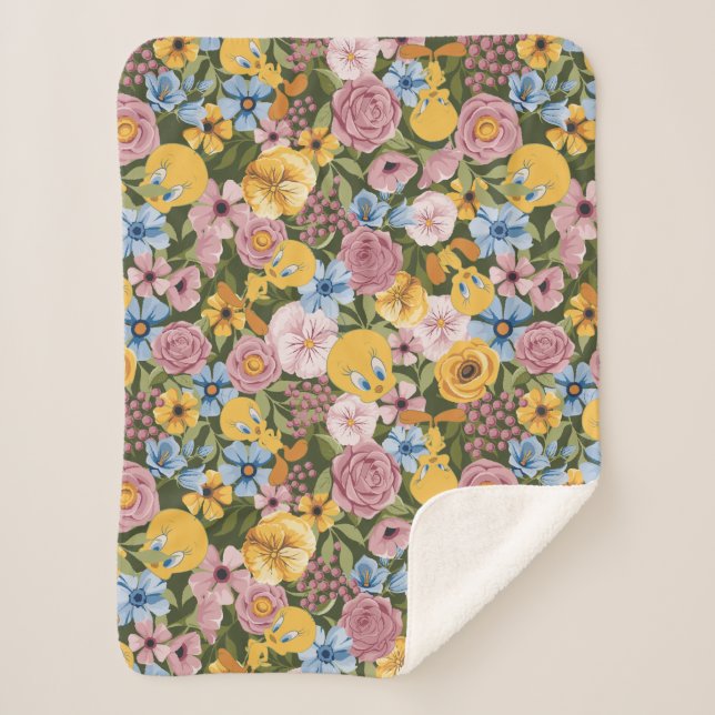 TWEETY™ Blumenstickereimuster Sherpadecke (Vorderseite)
