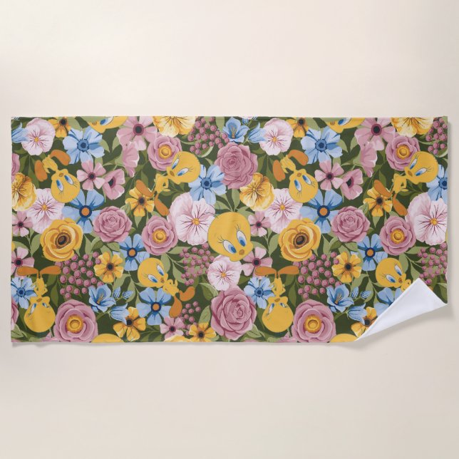 TWEETY™ Blumenstickmuster Strandtuch (Vorderseite)