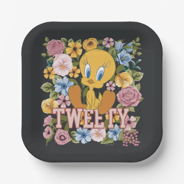 TWEETY™ Floral Embroidery Graphic Pappteller (Vorderseite)