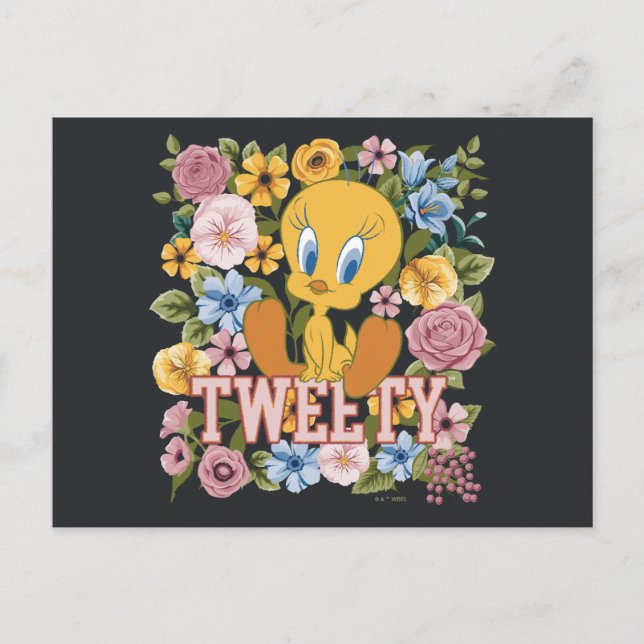 TWEETY™ Floral Embroidery Graphic Postkarte (Vorderseite)