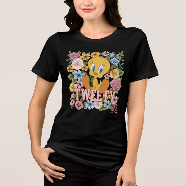 TWEETY™ Floral Embroidery Graphic Tri-Blend Shirt (Vorderseite)