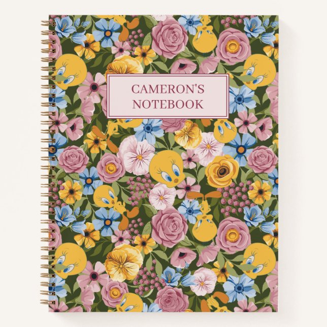 TWEETY™ Floral Embroidery Pattern Notizbuch (Vorderseite)