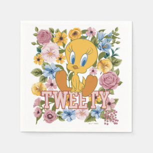TWEETY™ Florale Stickerei Grafik Serviette