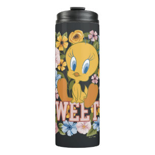 TWEETY™ Florale Stickerei Grafik Thermosbecher