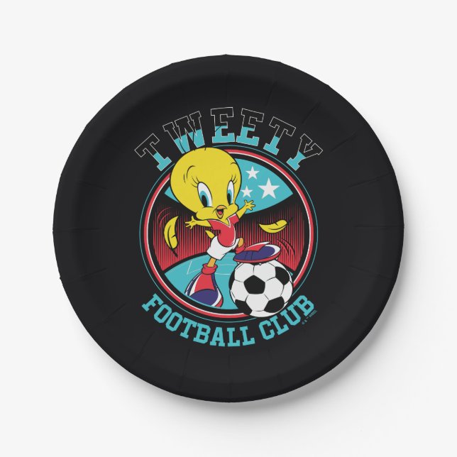 TWEETY™ Fußballclub-Abzeichen Pappteller (Vorderseite)