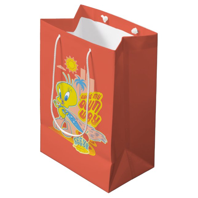 TWEETY™ - Meine eigene Richtung Mittlere Geschenktüte (Vorderseite Schrägansicht)