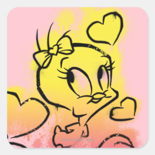 TWEETY™ mit Herzen Quadratischer Aufkleber