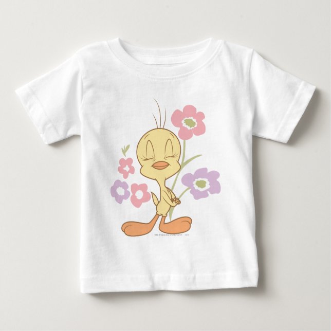 TWEETY™ Pink Purple Flowers Baby T-shirt (Vorderseite)