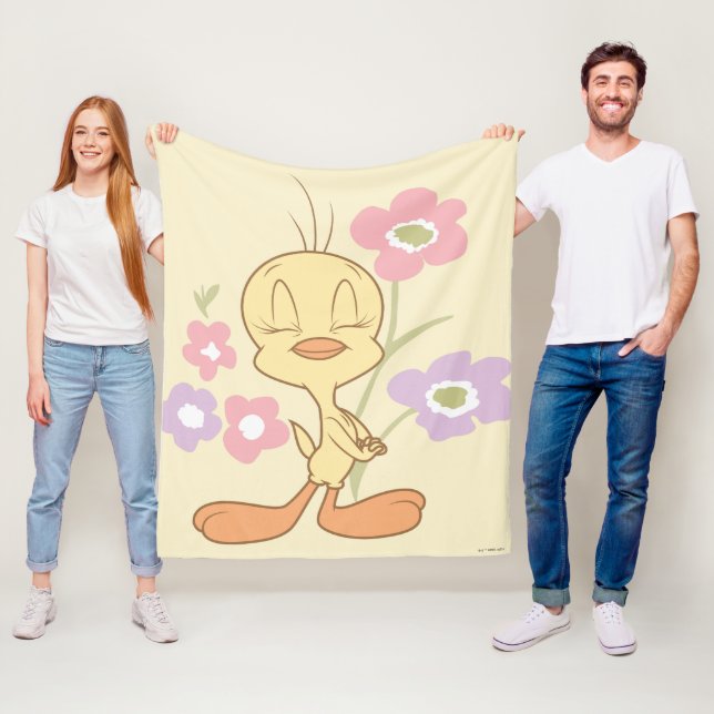 Tweety Pink Purple Flowers Fleecedecke (Beispiel)