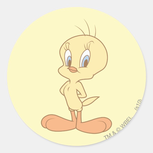 TWEETY™ Stehend hoch Runder Aufkleber (Vorderseite)