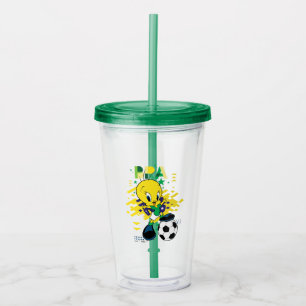 TWEETY™ Team Brasil Fußball-Grafik Acryltrinkbecher