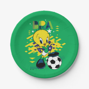 TWEETY™ Team Brasil Fußball-Grafik Pappteller