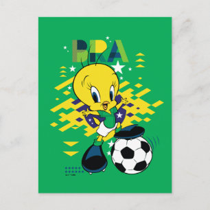 TWEETY™ Team Brasil Fußball-Grafik Postkarte