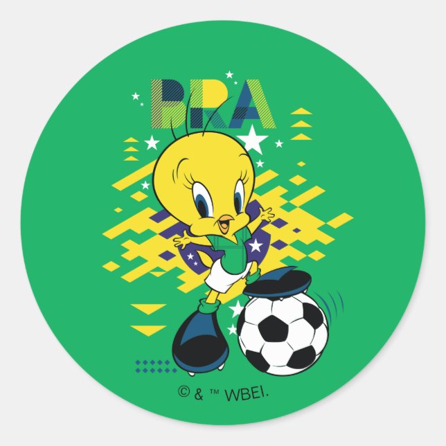 TWEETY™ Team Brazil Soccer Graphic Runder Aufkleber (Vorderseite)