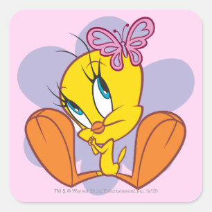 TWEETY™ und Butterfly Quadratischer Aufkleber