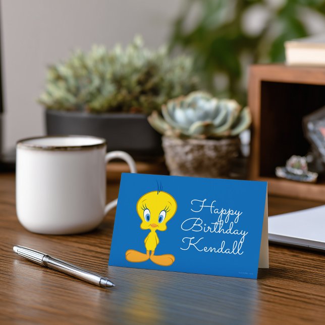 TWEETY™ | Unschuldiger kleiner Vogel Karte (Card on simulated desk)