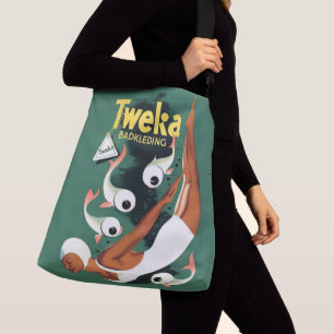 Tweka-Badeanzug aus den 50er Jahren Tragetaschen Mit Langen Trägern