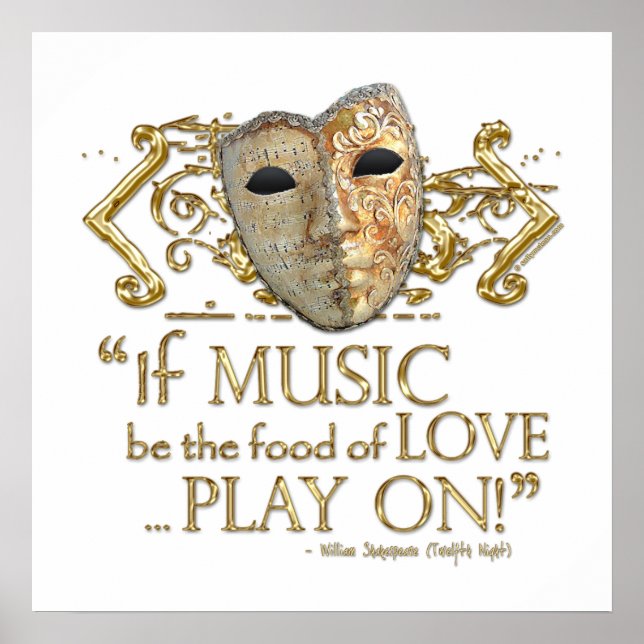 Twelfth Night Music Quote (Gold Version) Poster (Vorne)