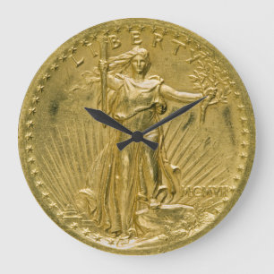 Twenty Dollar Gold Piece Liberty Skulpture 1907 Große Wanduhr