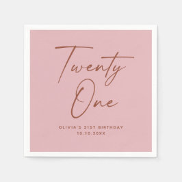 Twenty One Birthday | Dusty Rose Pink Elegant Serviette