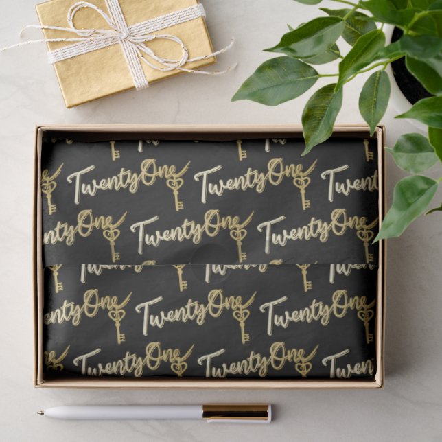 Twenty one gold on black birthday or annversary seidenpapier (Geschenk)