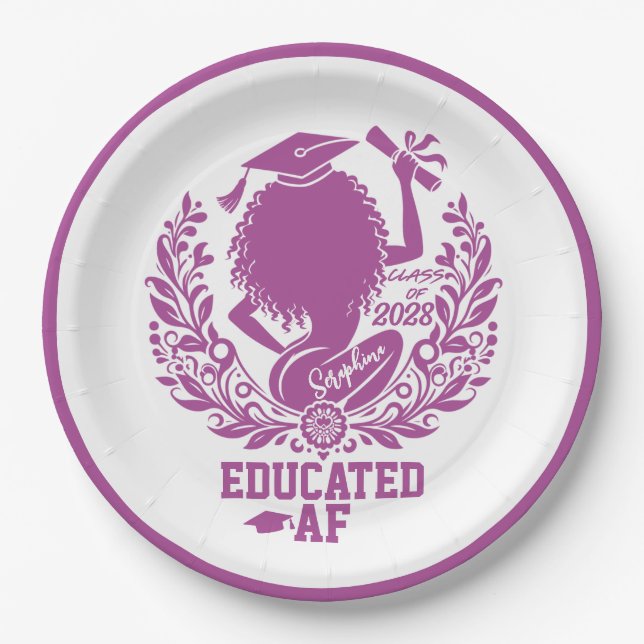 Twerk Team Magenta Graduation Party "Educated AF" Pappteller (Vorderseite)