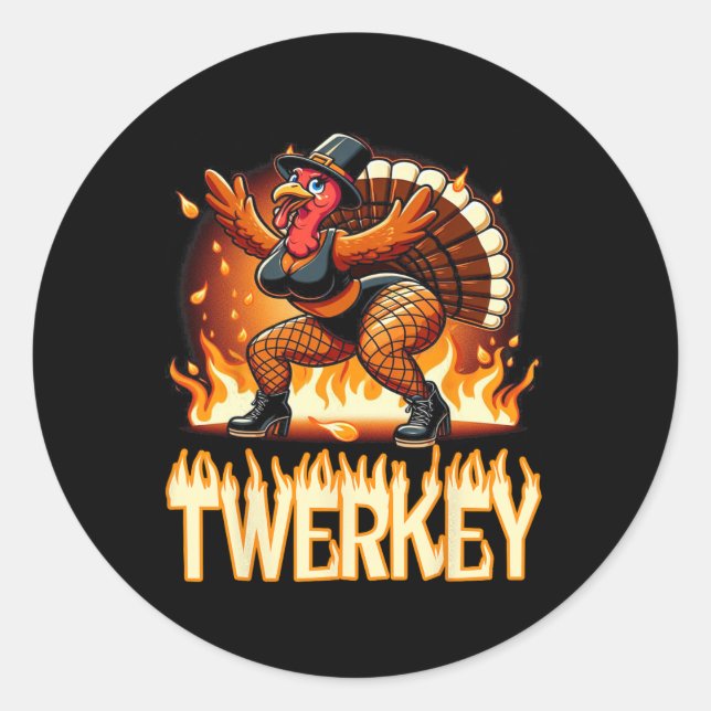 Twerkey Squad Twerking Funny Dancing Turkey Danke Runder Aufkleber (Vorderseite)